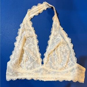 Free People Lace Halter Bralette - Cream
